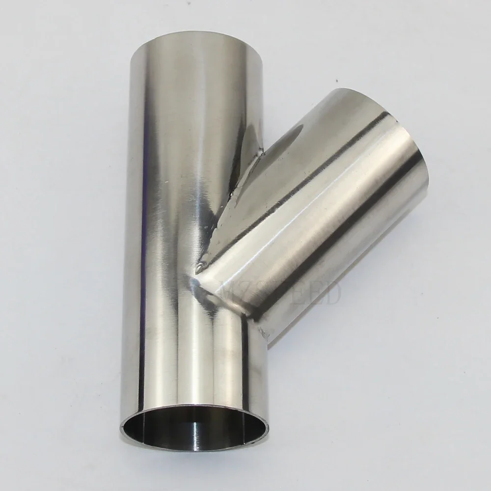 304 Stainless Steel 45 degree tee OD 19 mm-102 mm Stainless Steel  Bevel 1.5 mm 2 mm thick tube