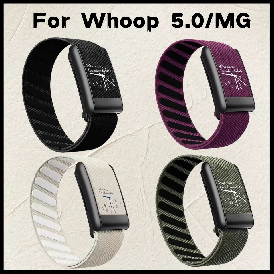 Clock Patterned Whoop 5.0 Watch Band Made Of Water Resistant Woven Nylon Whoop 5.0 MG Sports Replacement Watch Band