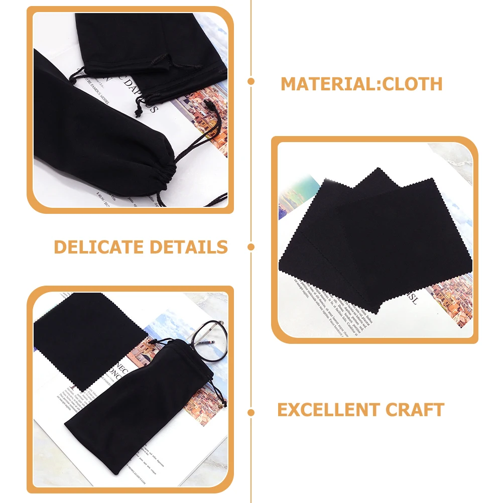 

Glasses Cloth Bag Set Soft Sunglasses Pouch Storage Sleeve For Reading Eyewear Drawstring Portable Thin Case Reusable Felt