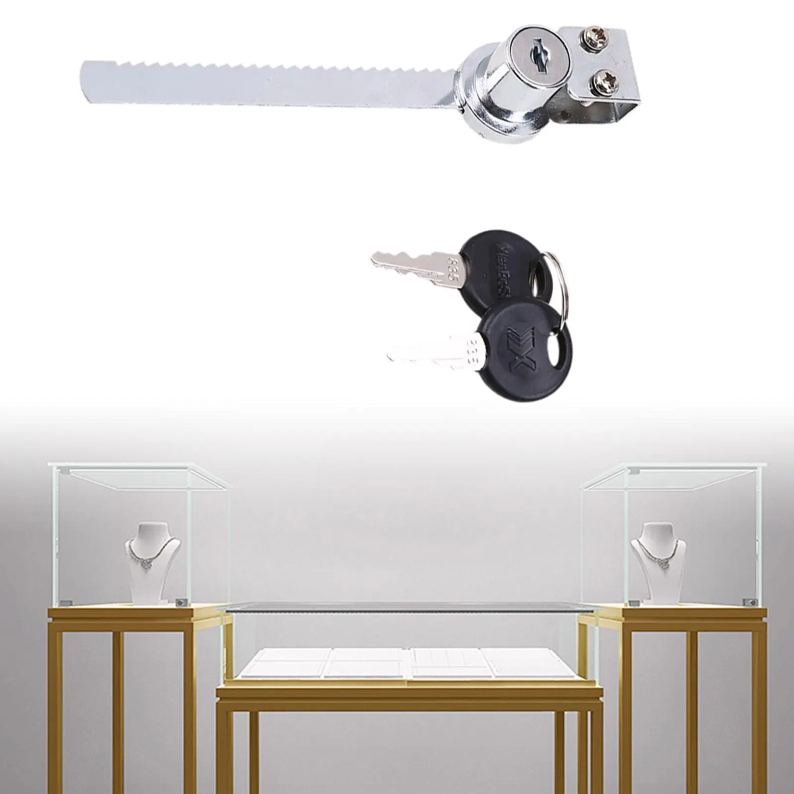 

Showcase Display Case Lock Ratchet Lock for 2-6mm Thick Glass Simple Installation Multipurpose Zinc Alloy 5.6inch Long