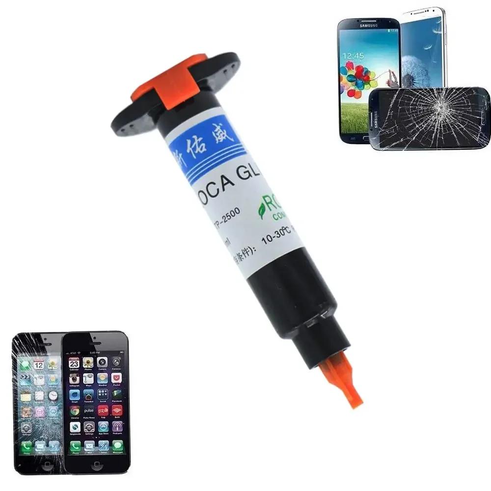 Newest 6 in1 LOCA UV Glue 5ml +12led UV curing light+Uv Glue Remover 20g +Cutting Wire 50m+clothes For LCD Touch Screen Repair