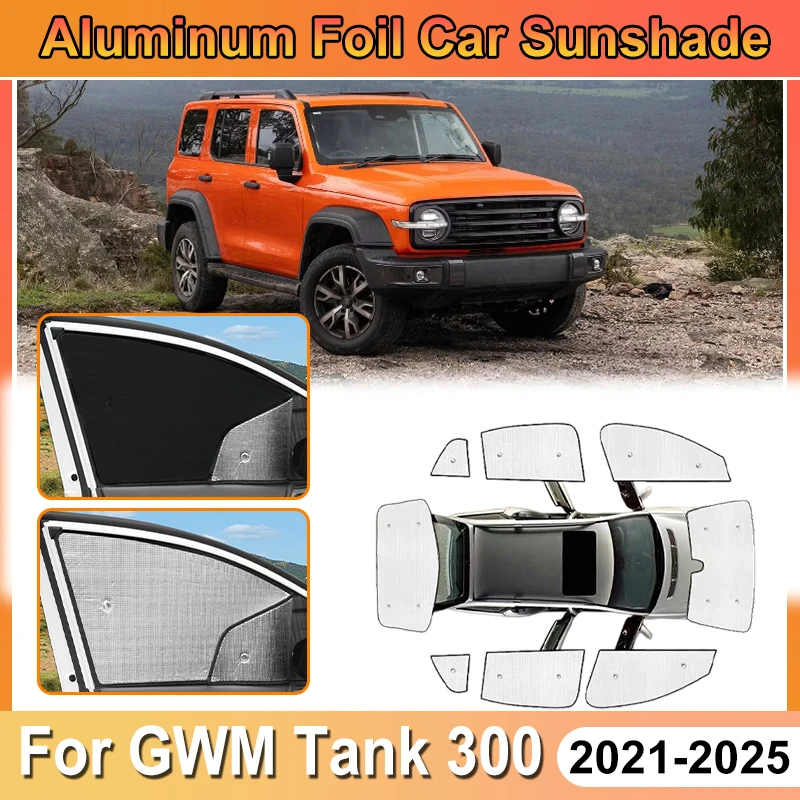 

For GWM Tank 300 Accessories 2021 2022 2023 2024 2025 Car Aluminum Foil Windshield Sun Shade Cover UV Protector Heat Shield Auto