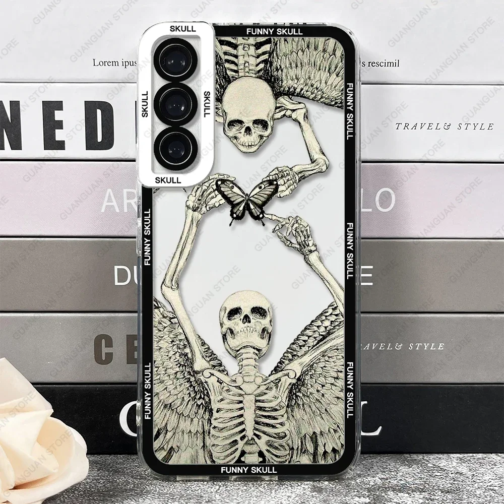 Case For Samsung Galaxy S24 S20 S21 FE S22 Plus S23 Ultra A22 A54 5G Soft Cover Funny Skull