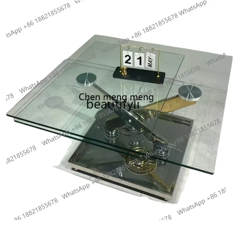 

Современный усовершенствованный механический квадратный журнальный столик, вилла, гостиная, выдвижной стеклянный чайный столик