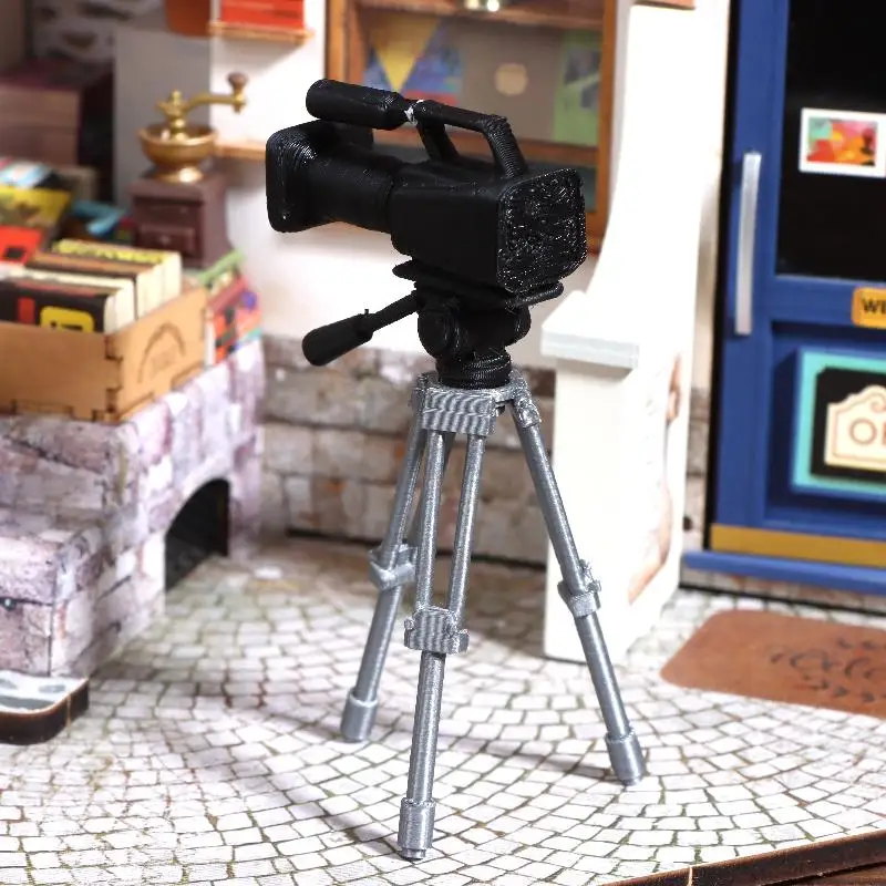 Mini Video Camera Tripod Model 1:12 Scale Dolls House Photography Scene Layout Props Dollhouse Decor Ornament Pretend Play Toys view 5