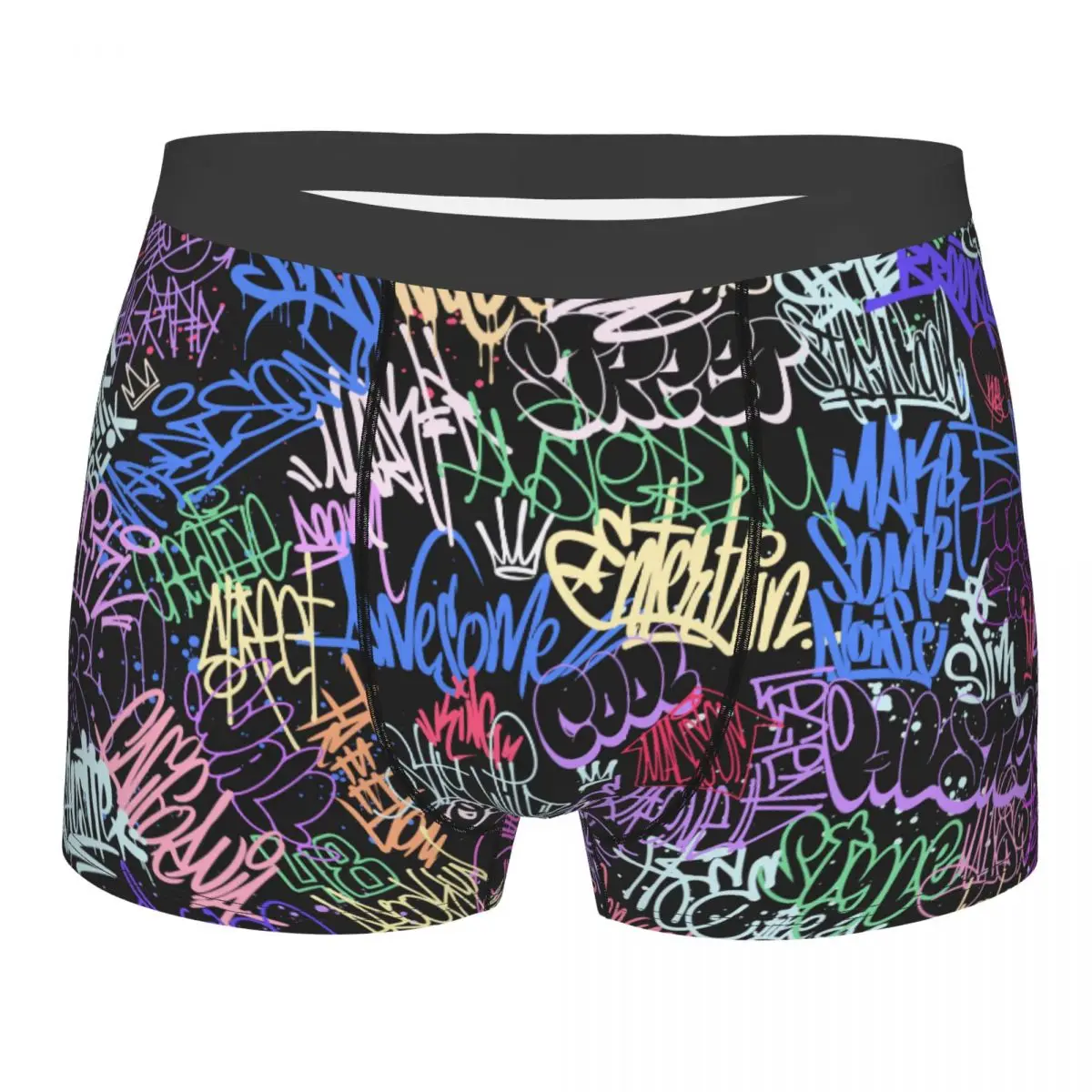 Custom Colorful Street Graffiti Wall Tags Art Boxer Shorts For Men Sexy 3D Printed Underwear Panties Briefs Soft Underpants