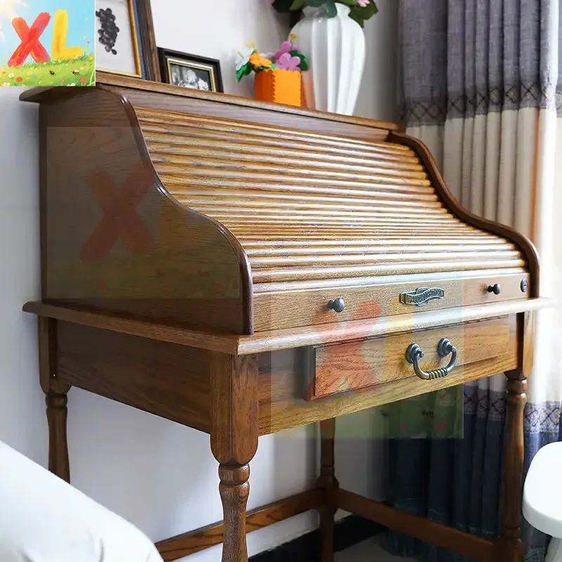 

Retro flip cover American piano dresser bedroom small apartment secret desk solid wood makeup table integrated desk storage