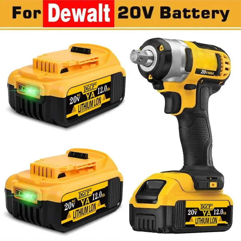 

100% Compatible For DeWalt 20V 12000mAh Rechargeable Power Tools Battery with LED Li-ion Replacement DCB205 DCB204-2 DCB206