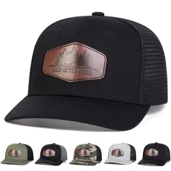 Unisex DEEP IN THE WOODS Leather Label Baseball Net Caps Spring and Summer Outdoor Adjustable Casual Hats Sunscreen Hat
