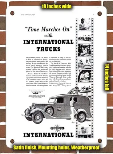 METAL SIGN - 1936 International Movie Camera Truck - 10x14 Inches