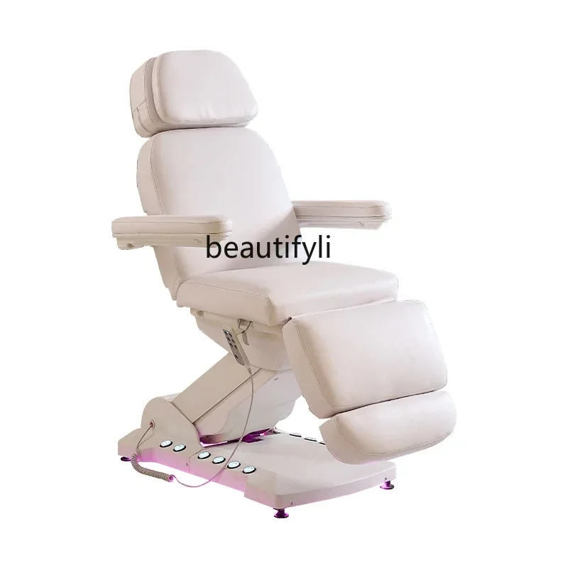 53High-grade electric lifting beauty bed with foot control heating integrated micro-plastic bed fully automatic