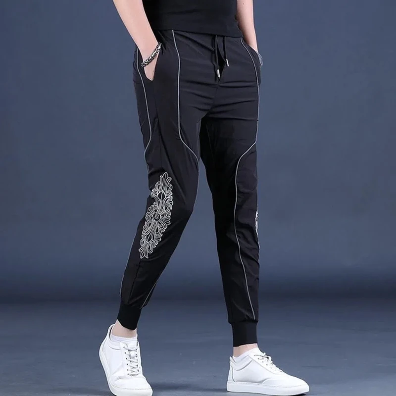 Spring and Autumn Men\'s Casual Pants Fashion Comfortable Embroidery Trend Versatile Sports Summer Pockets All-match Sweatpants