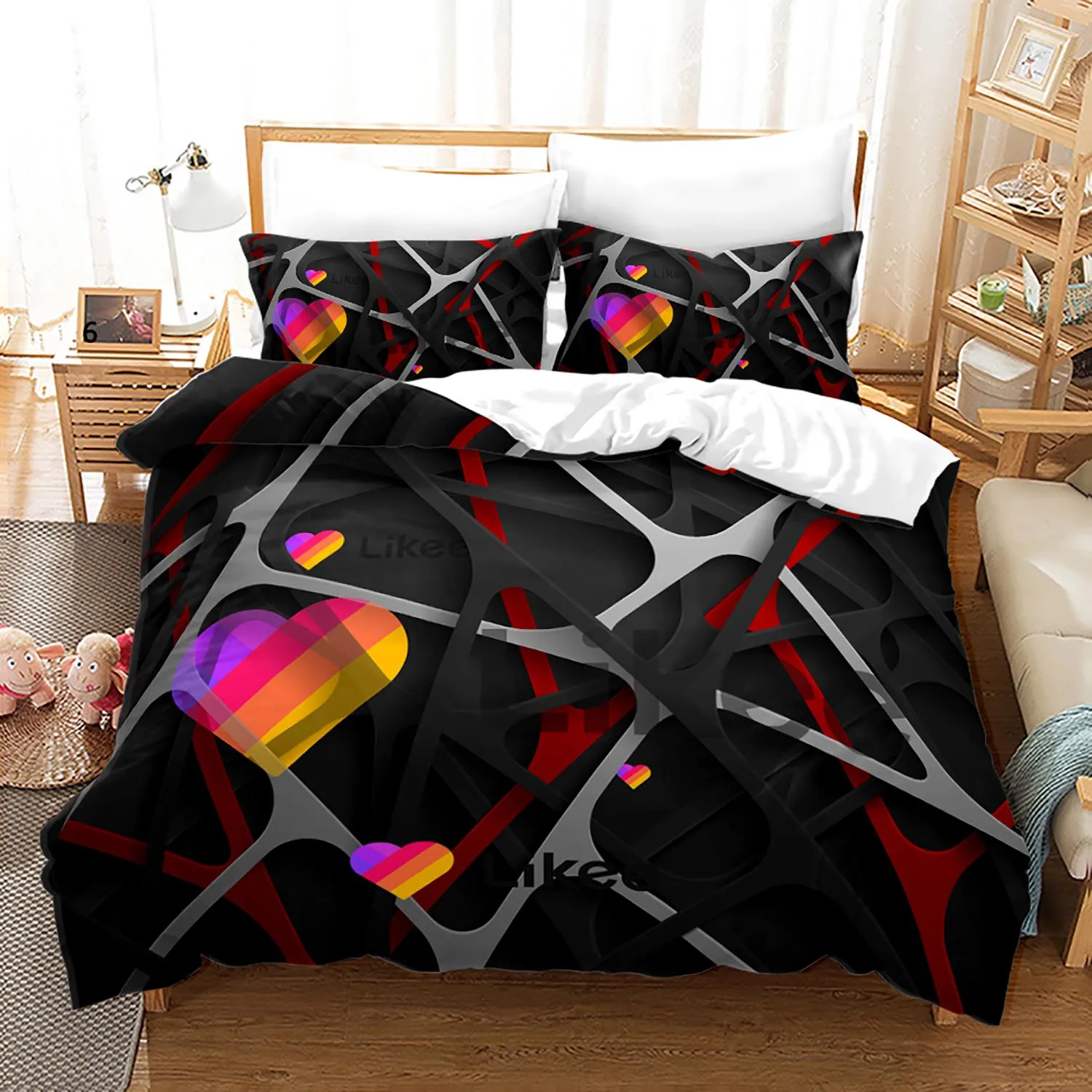 Likee Bedding Set Single Twin Full Queen King Size Lover Bed Set Children's Kid Bedroom Duvet cover Heart-shaped 012