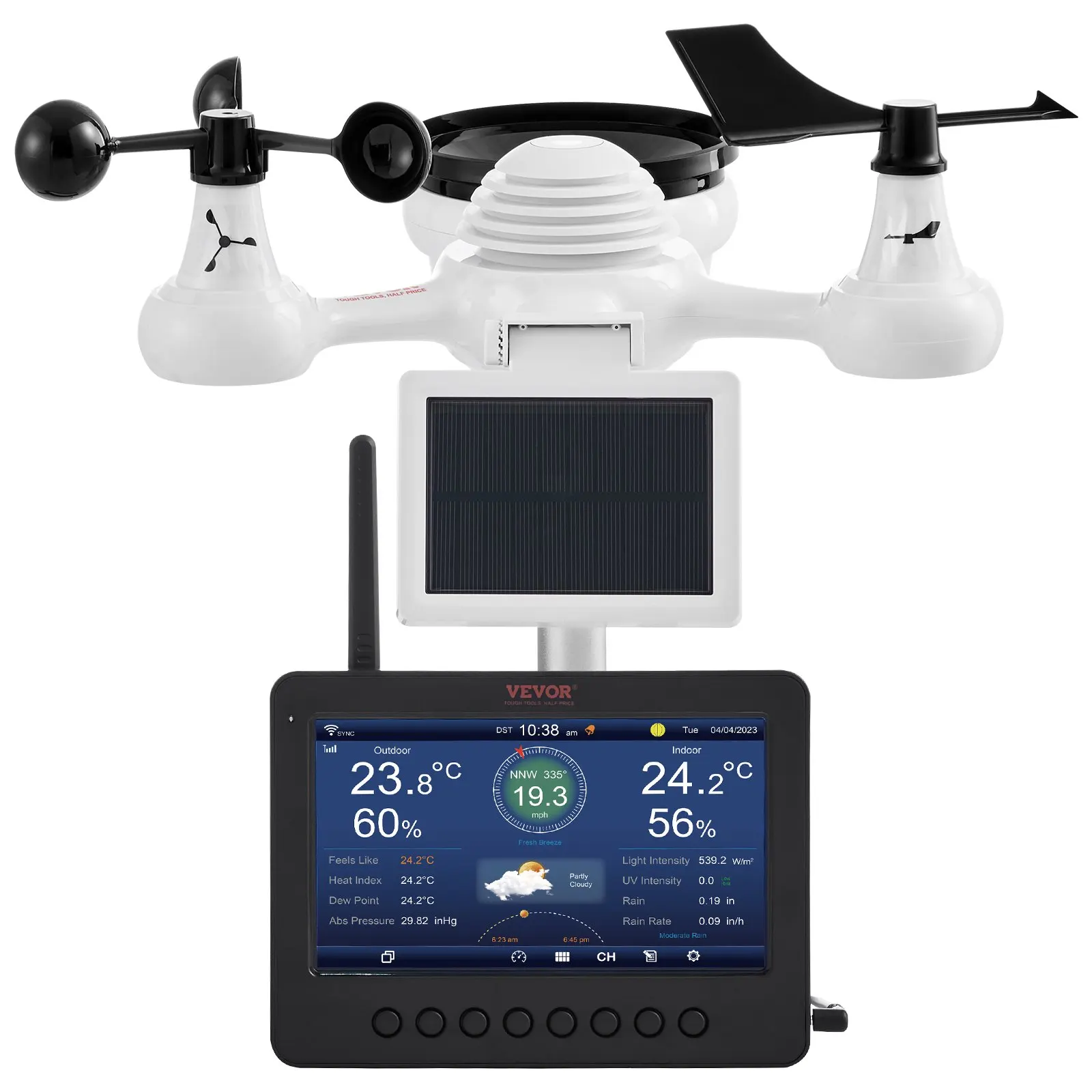 

7-in-1 Wi-Fi Weather Station 7 In TFT Display Wireless Outdoor Sensor
