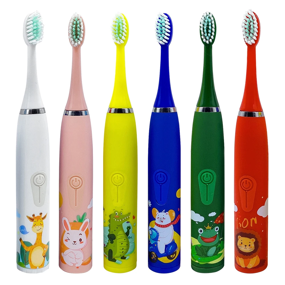 Child Toothbrush Electric Tooth Brush Sonic Toothbrush for Children Teeth Cleaning Whitening with 6 Nozzles Kids Toothbrush Soft