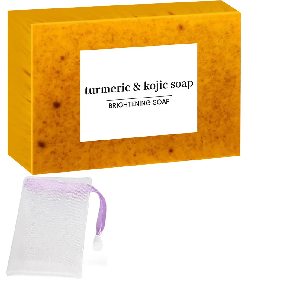 Turmeric Kojic Acid Whitening Soap Dark Spot Acne Removal Even Skin Tone Mositen Smooth Skin Deep Cleansing Handmade Soap