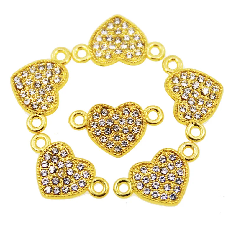 50pcs 19*21mm Alloy Gold Clear Rhinestone Mixed Delicate Girls Charms Gift Fit for Women's DIY jewelry accessories