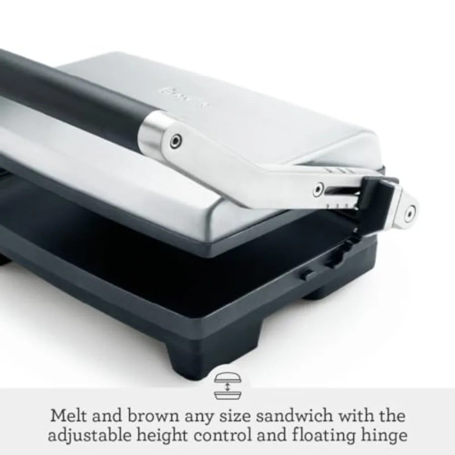 BSG520XL Panini Duo Antihaft-Sandwichmaker-Presse aus gebürstetem Edelstahl mit 2 Scheiben für perfekt gegrillte Sandwiches und Paninis