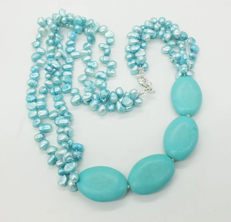 

Ожерелье из натурального жемчуга в стиле барокко и полудрагоценных камней 22 дюйма