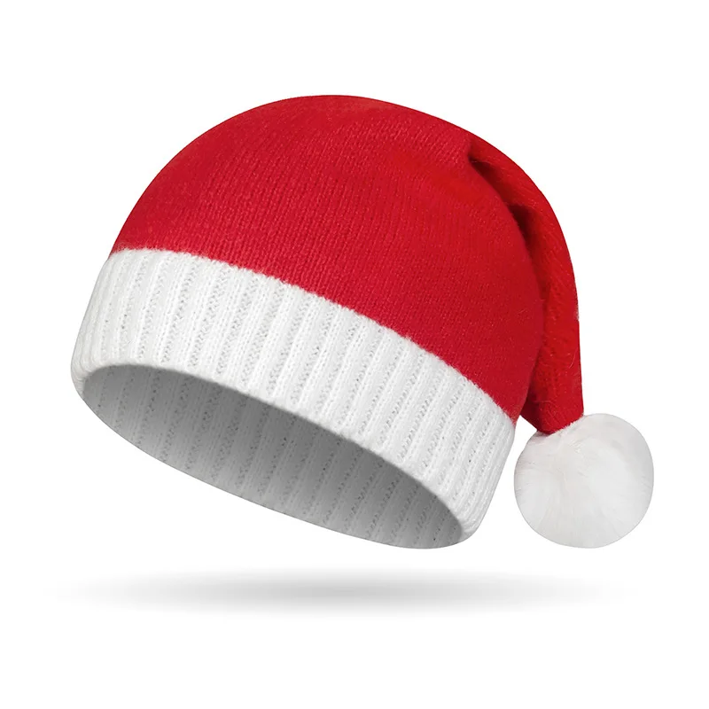 빨간색 녹색 크리스마스 니트 모자 축제 분위기 장식 비니 모자 유니섹스 친구에게 최고의 휴일 파티 선물을 제공하는 데 적합