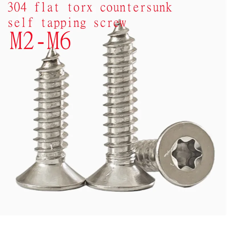 M2 M2.3 M2.6 M3 M4 M5 M6 304 A2 Stainless Steel Six Lobe Torx Flat Countersunk Head Anti Theft Security Self Tapping Wood Screw