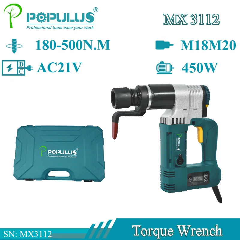 iPOPULUS 450W Power Tools Wrench M18.M20. 500NM 21V Hand Held Electric Impact Wrench Torque Wrench