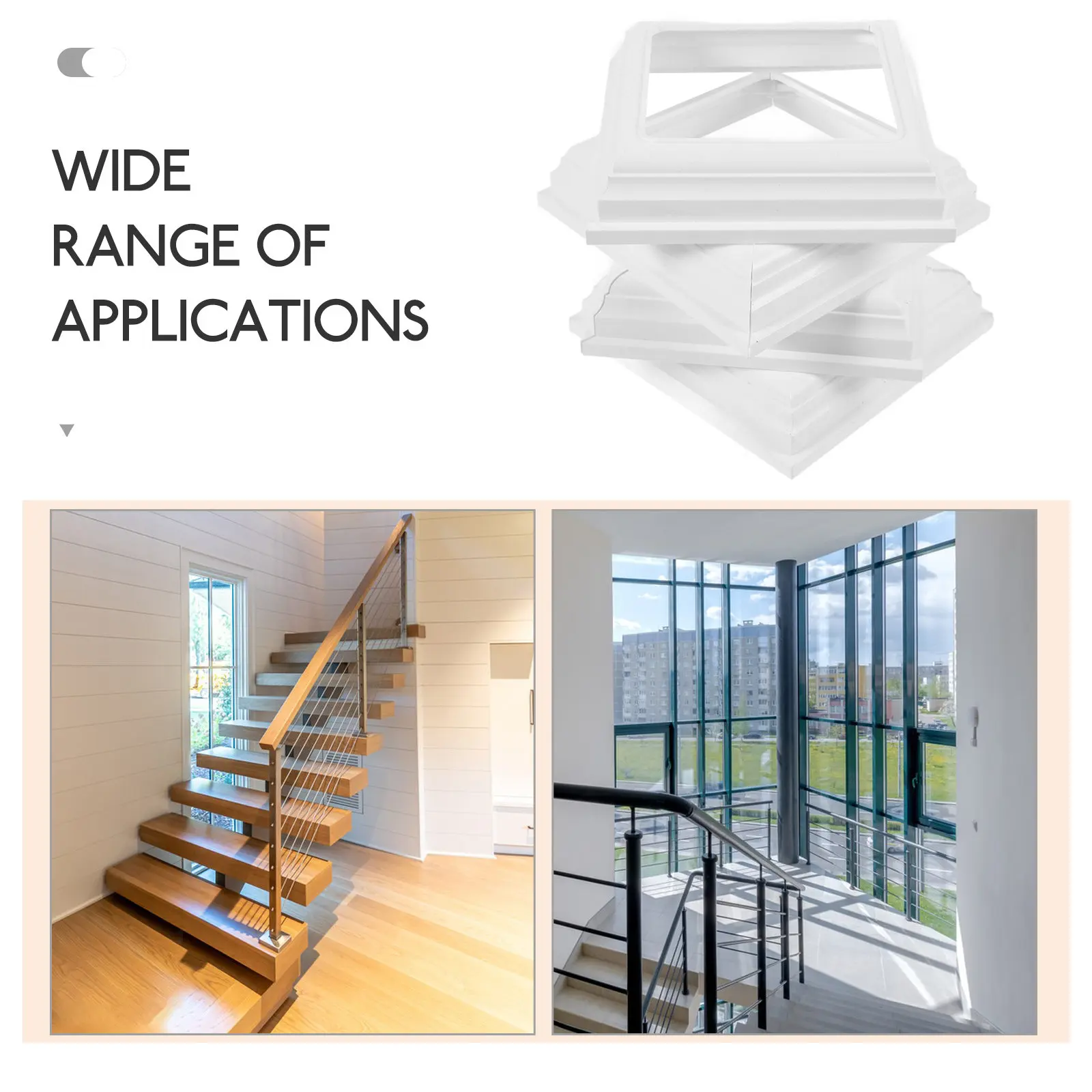 4Pcs Railing Post Skirt Plastic Fence Post Cover Skirt Decorative Base Wrap Replacement for Porch Columns Stairs Railings
