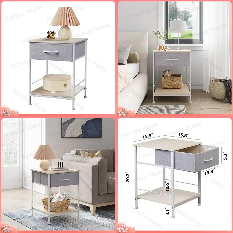 Modern Wooden Bedside Table with Cloth Drawer Luxury Bedroom Nightstand Small Space Friendly Minimalist Design