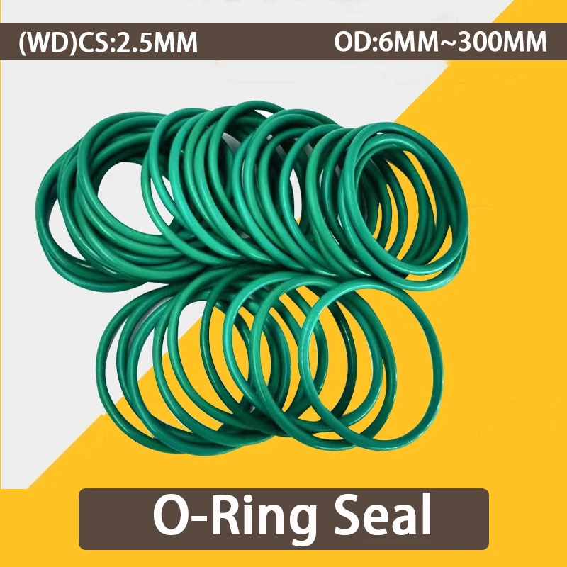CS2.5mm FKM Sealing Ring Green Fluorine Rubber O-Ring Premium Sealing Gasket Oil Resistant Acid&Alkali Resistant&HT Resistant