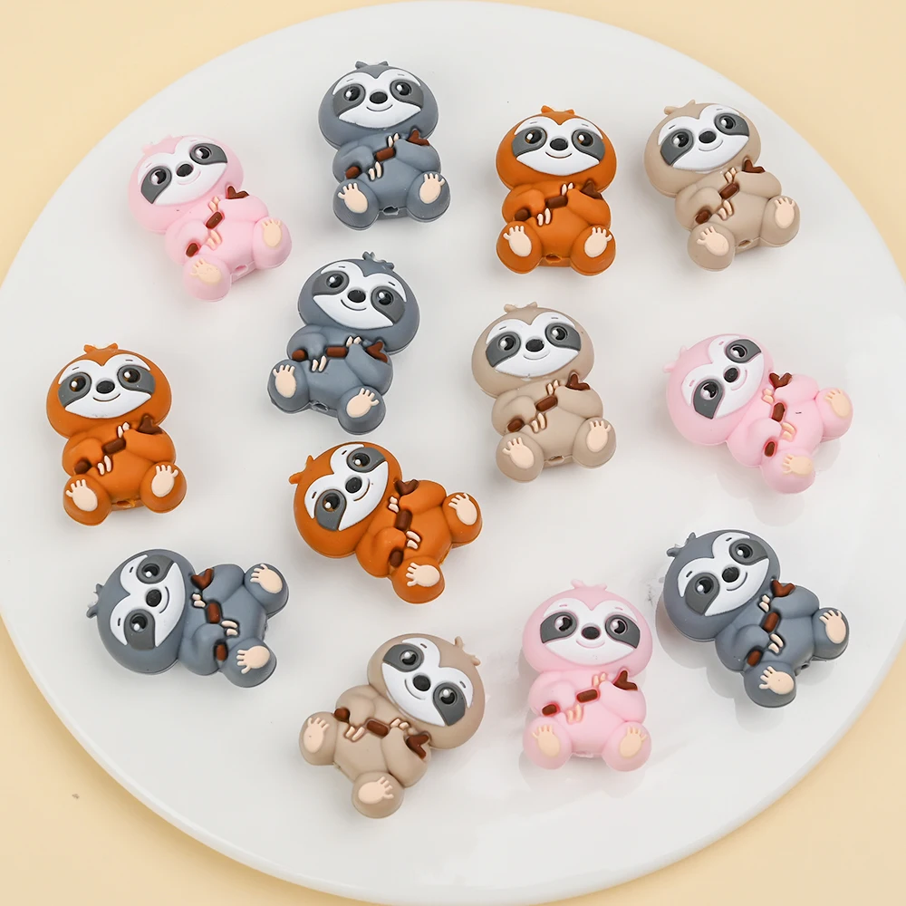 4 قطعة الغذاء الصف الحيوان سيليكون الخرز DIY بها بنفسك الطفل هوة سلسلة سوار لعبة مضغة صنع خرز سيليكون ملون