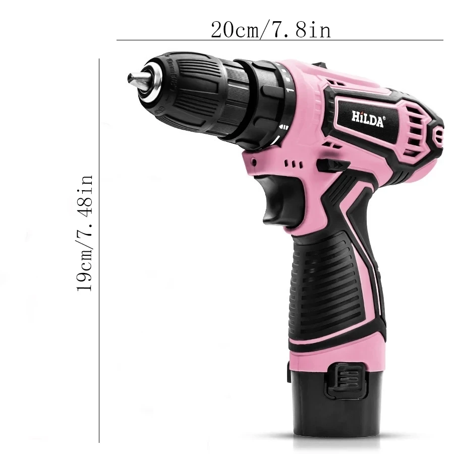 HILDA Electric Drill 12V Cordless Drill Electric Screwdriver Mini Wireless Power Driver DC Lithium-Ion Battery