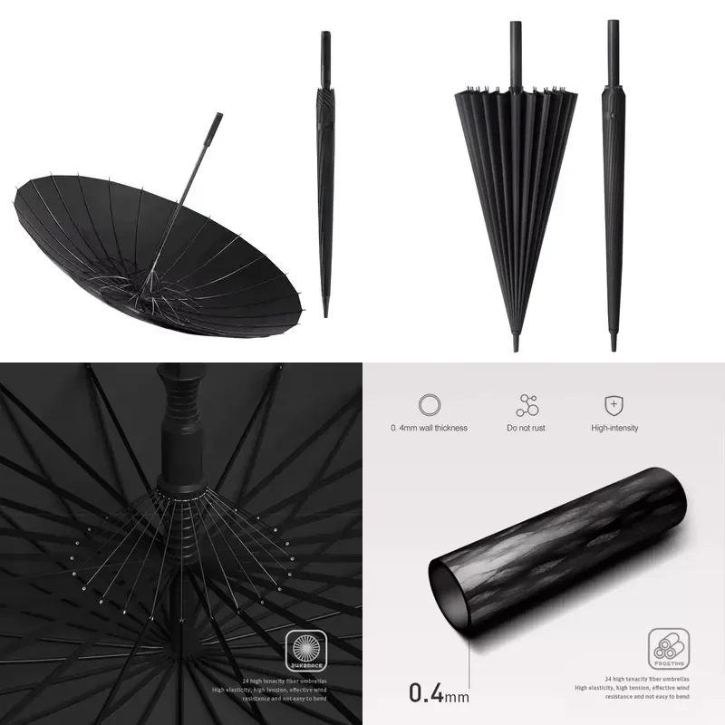 24 Bone Oversized Automatic Men Umbrella Strong Windproof Straight Rod Large Rain Storm