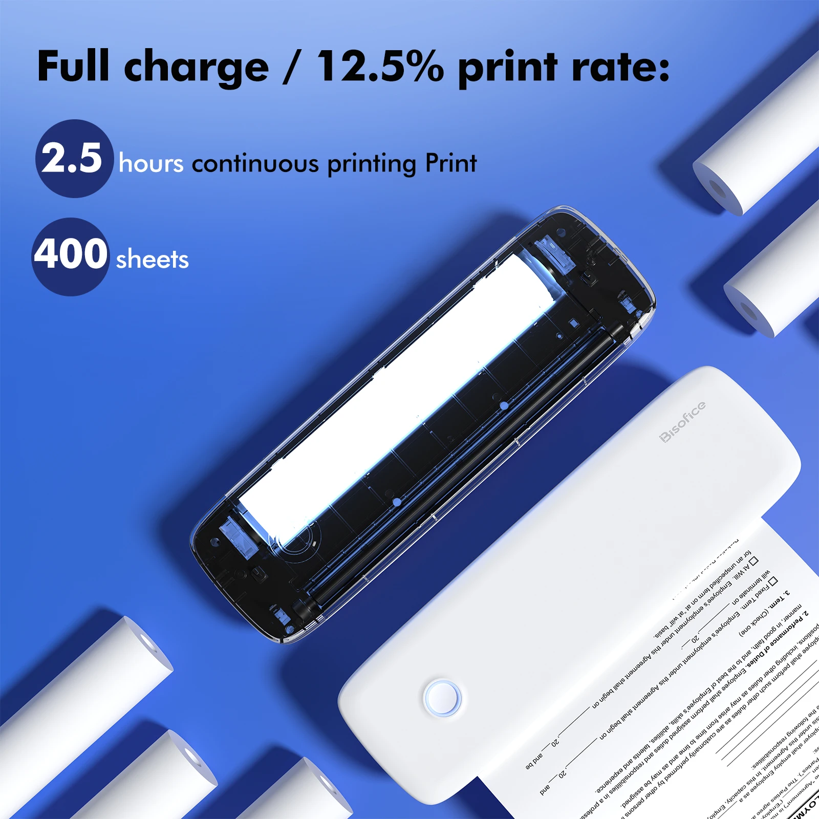 【Venta】Bisofice-impresora de transferencia térmica portátil A4, conexión inalámbrica y USB con ordenador móvil de 56mm/77mm/107mm/210mm/216mm