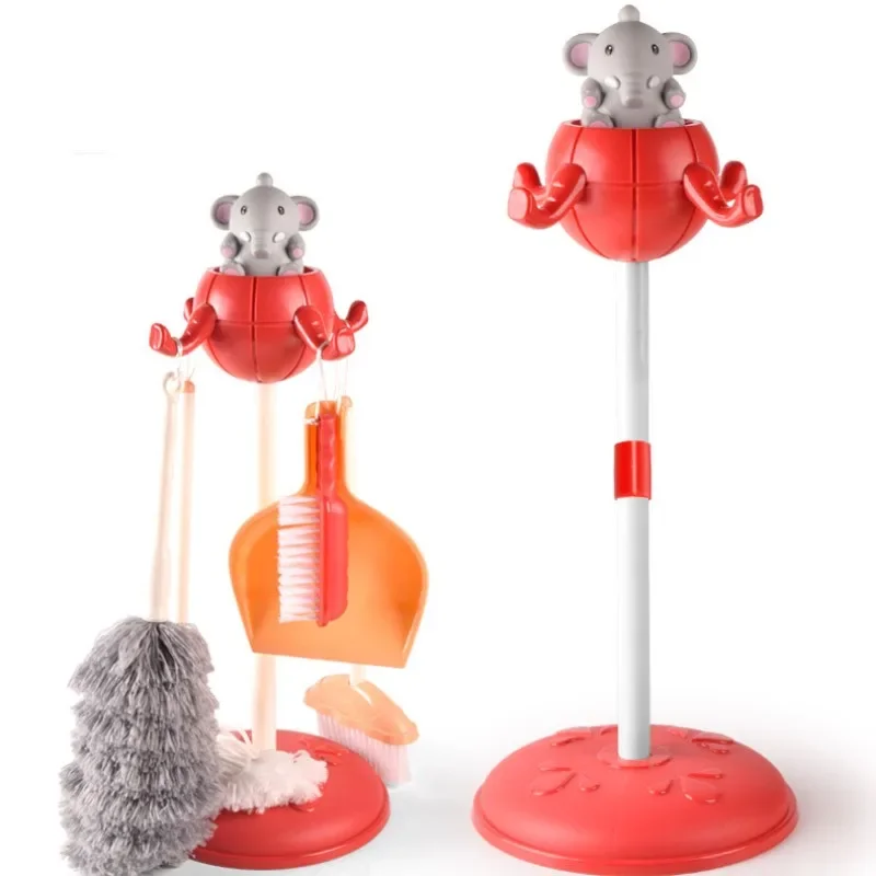 Children's Simulation Cleaning Tools Set - Cartoon Mini Housework Supplies Kit with Broom Mop Bucket, Kids Playhouse Toys