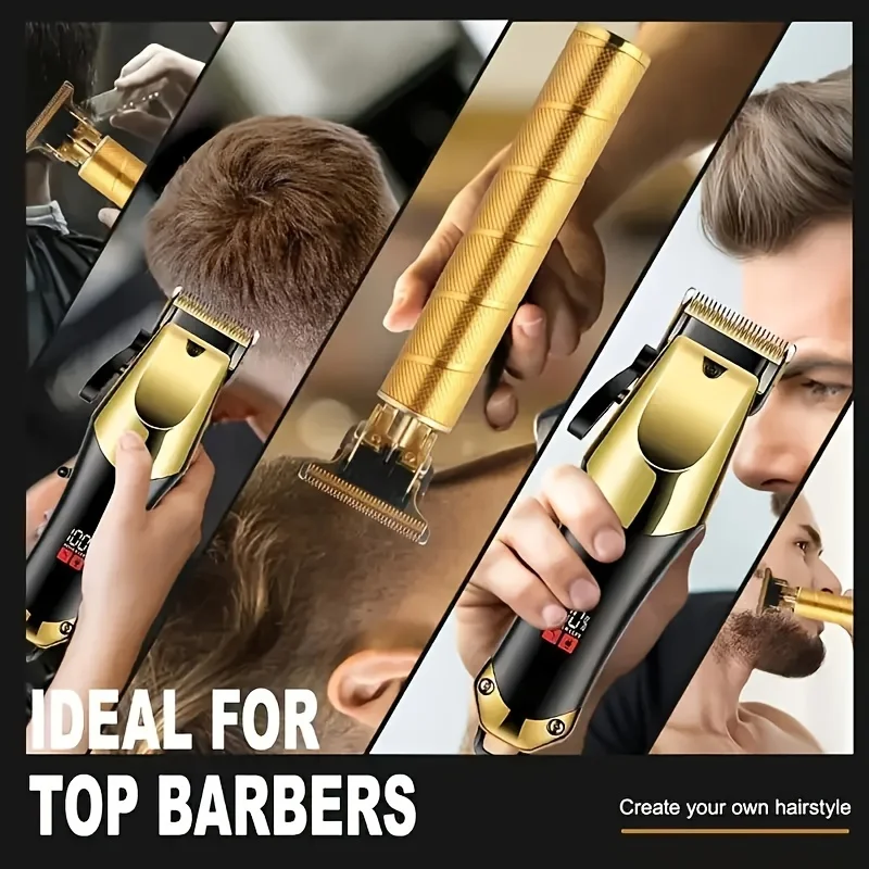 Electric Hair Clipper Unique Shaped Moving Blade Hair Trimmer LCD Display USB Rechargeable For Salon Men Hair Cutting Barber