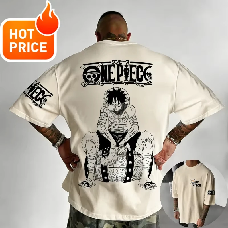 2026 New Hot Summer One Piece Luffy Harajuku Anime Men Summer Vintage T-Shirt Loose Oversized Women Streetwear Unisex Casual Tee