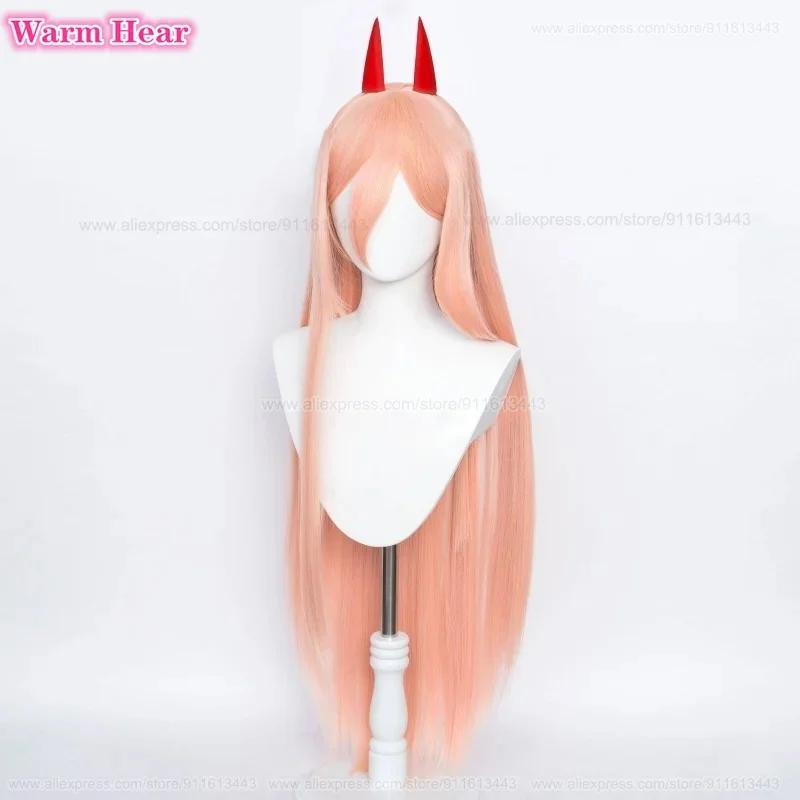 x;3,f6'b7\g, Power Synthetic 100cm Long Orange Pink Straight Hair Cosplay Anime Wigs Horn Heat Resistant H5;h7'b8\f,4/ view 5