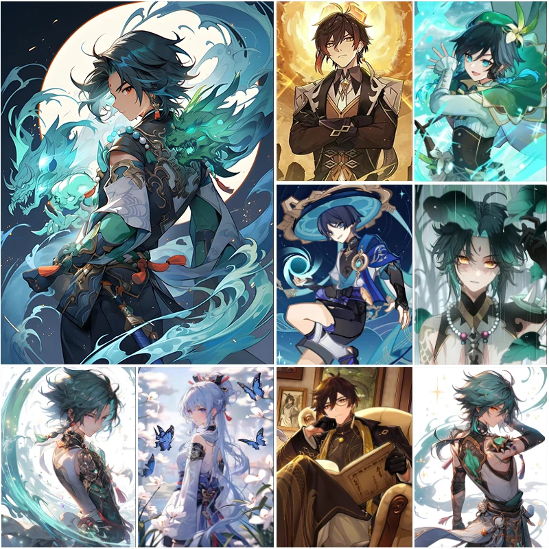 

Genshin Impact алмазная живопись 5D XiaoZhong li Nahida полная алмазная мозаика художественная картина DIY Scaramouche домашний декор живопись подарок