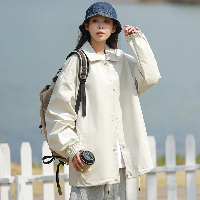 2024 Jesienne kurtki bomberki damskie Y2K TRAF Luźne płaszcze damskie Dorywczo Kołnierz Turndown Płaszcz z długim rękawem Damska szykowna odzież wierzchnia