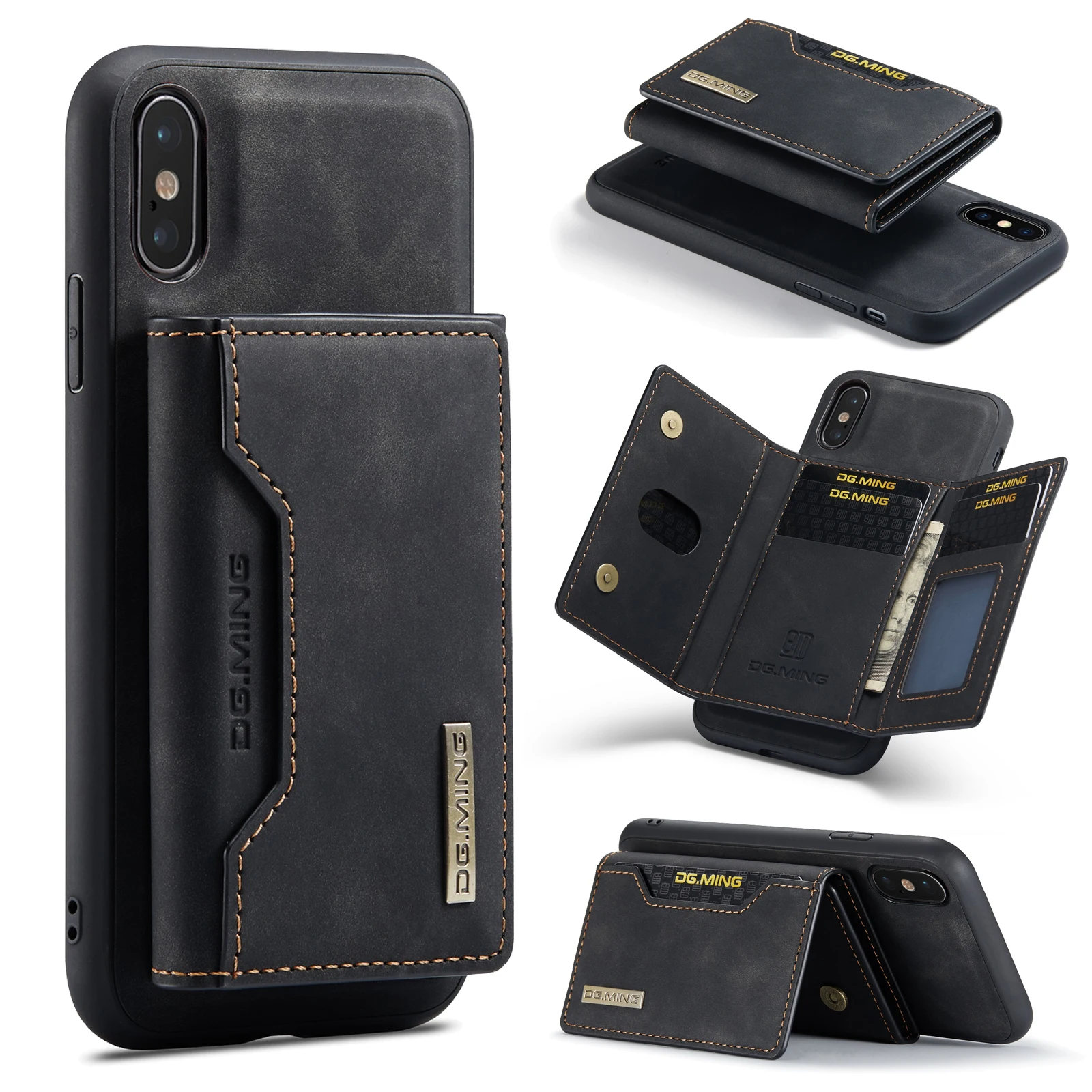 DG.Ming For IPhone 16 15 12 13 14 Pro Max Wallet Case Detachable Leather Magnetic Sleeve Cover Case for IPhone XS Max X 7 8 Plus