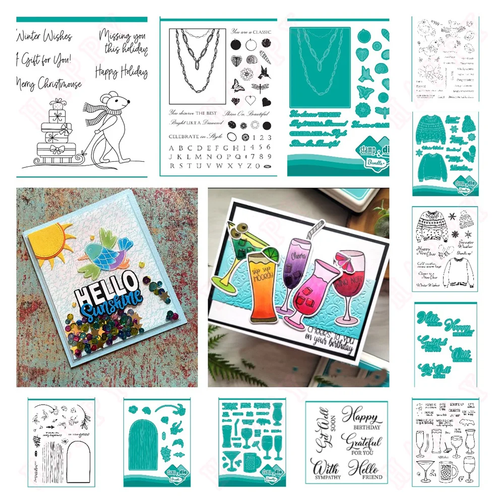 

Christmas Celebrate in Style Cheers Stamps AND Metal Cutting Dies Sets for DIY Craft Making Greeting Card Scrapbooking New 2024