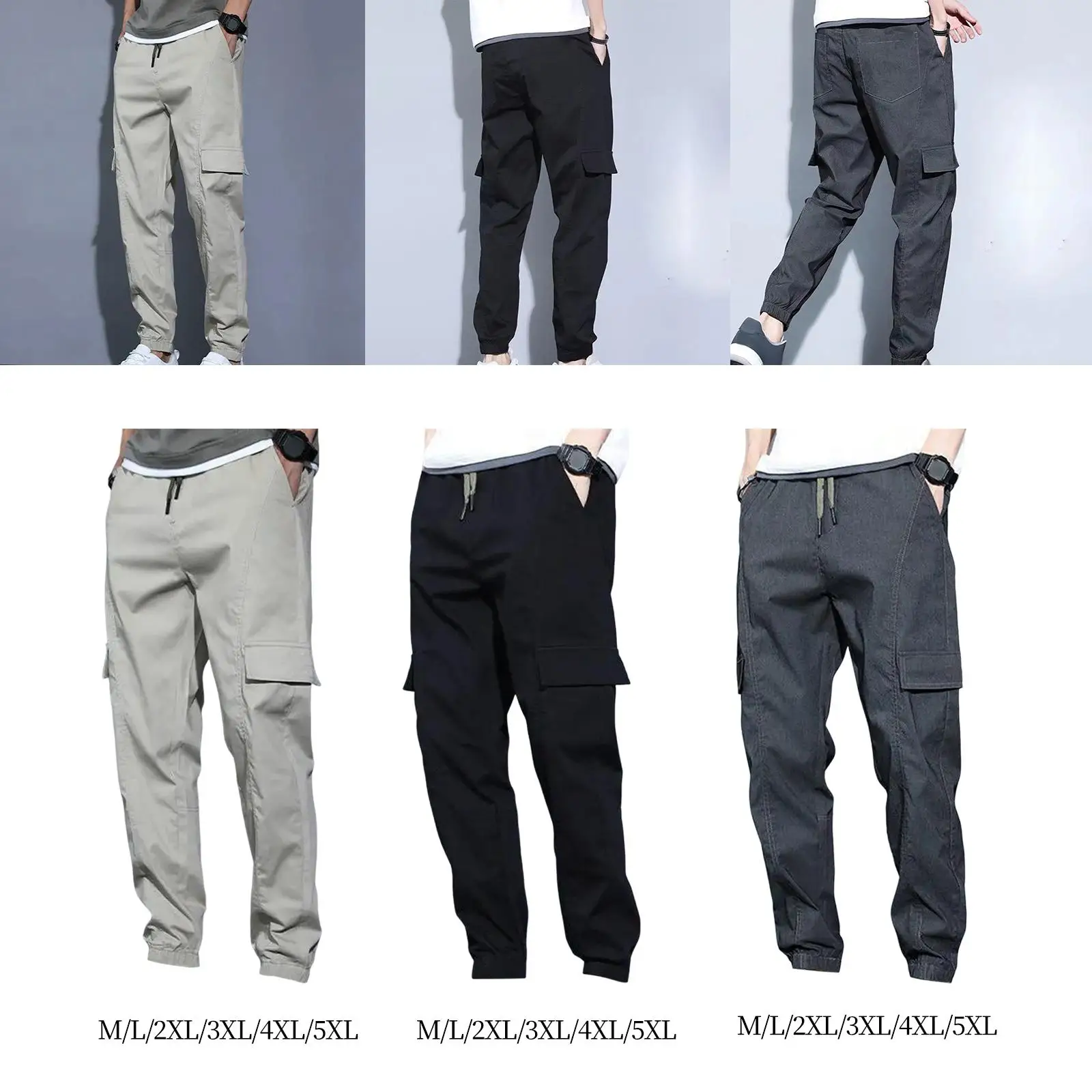 Men Casual Baggy Cargo Pants with Pockets Relaxed Fit Straight Leg Trousers for Outdoor Work Construction Hiking Fishing