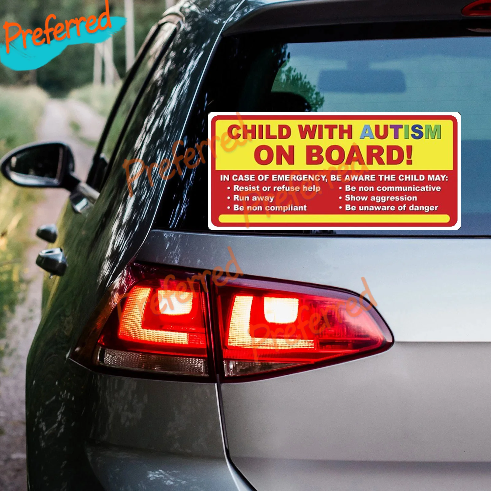 Child with Autism on Board Sticker Decal Autistic Awareness Vehicle Bumper Car Customizable in Any Sticker Size -No Background