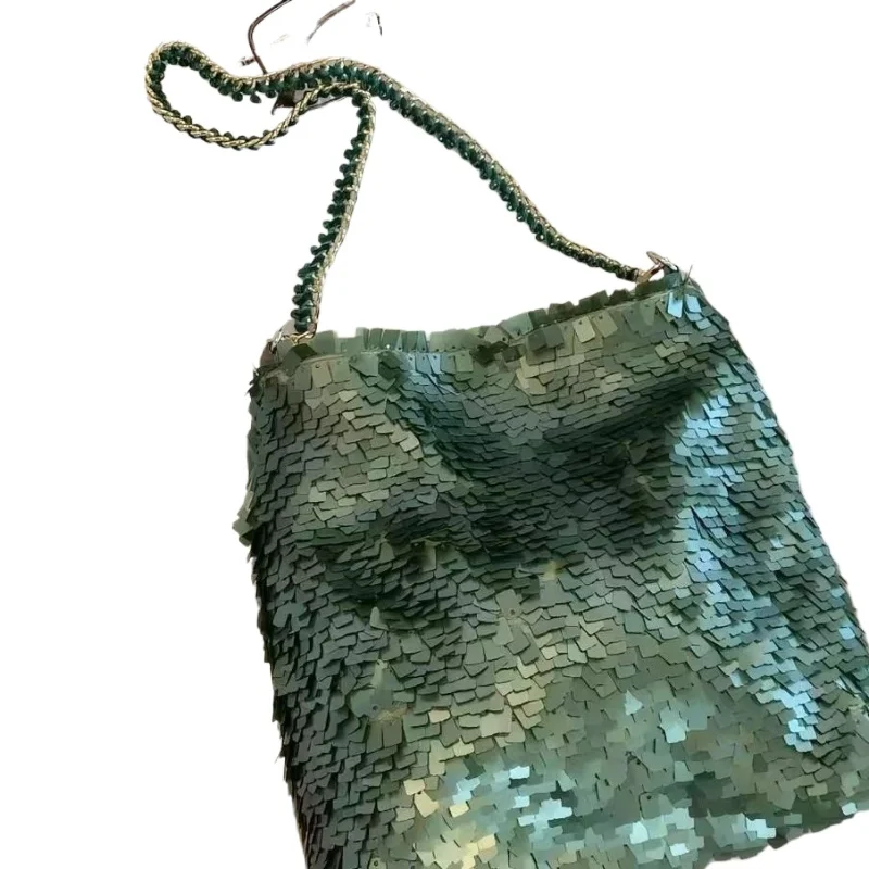 The Wizard of Oz 26 Early Spring New Matte Fish Scales Square Edge Gem Chain Small Square Bag Shoulder Bag Temperament Commuting