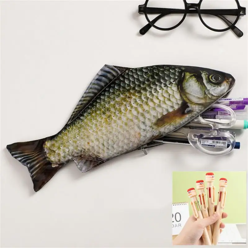 1/2PCS Simplicity Funny Simulated Salted Fish Pencil Case Creative Large Capacity Pouch Bag Kawaii Back To School Stationery