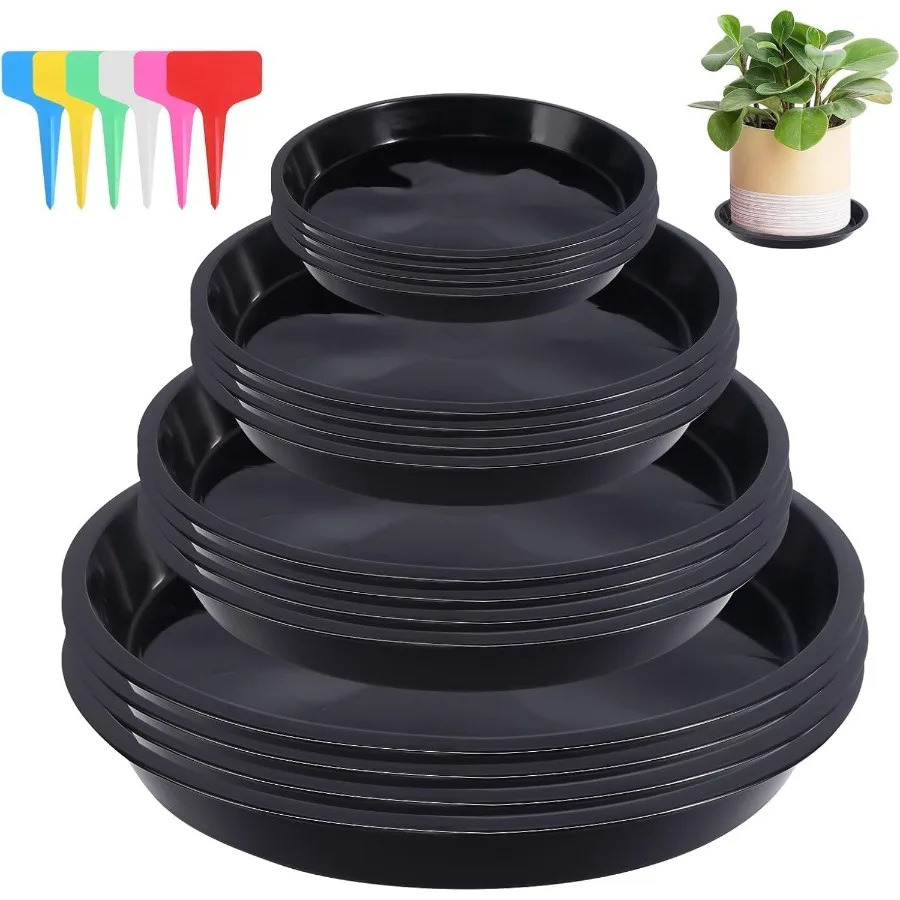 

16Pack Plant Saucers Plant Trays for Pots with 18pcs Plant Labels Plant Pot Saucers for Potted Plants Flower Pot Saucers Plant