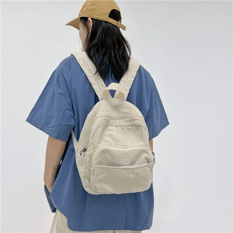 

Corduroy Backpack Y2K Shoulders Bags For Women Travel Knapsack Casual Packbag Versatile Rucksack Student Mochila Korean Bookbag