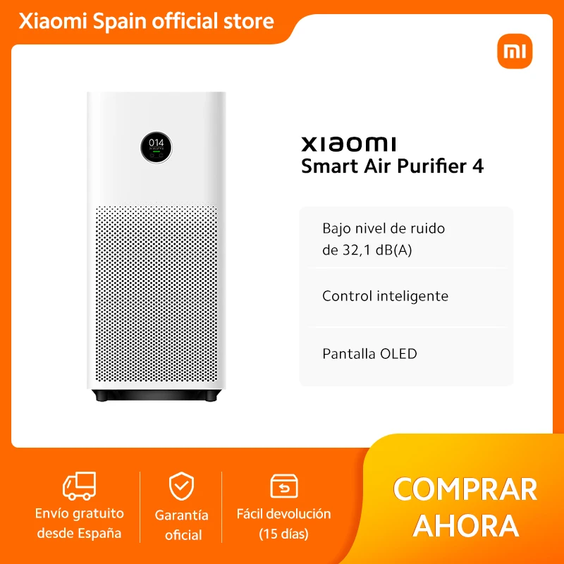 Oficial | Purificador de Aire Inteligente Xiaomi 4, Control inteligente, Purifica una habitación grande de 20 m² en unos 10 minutos