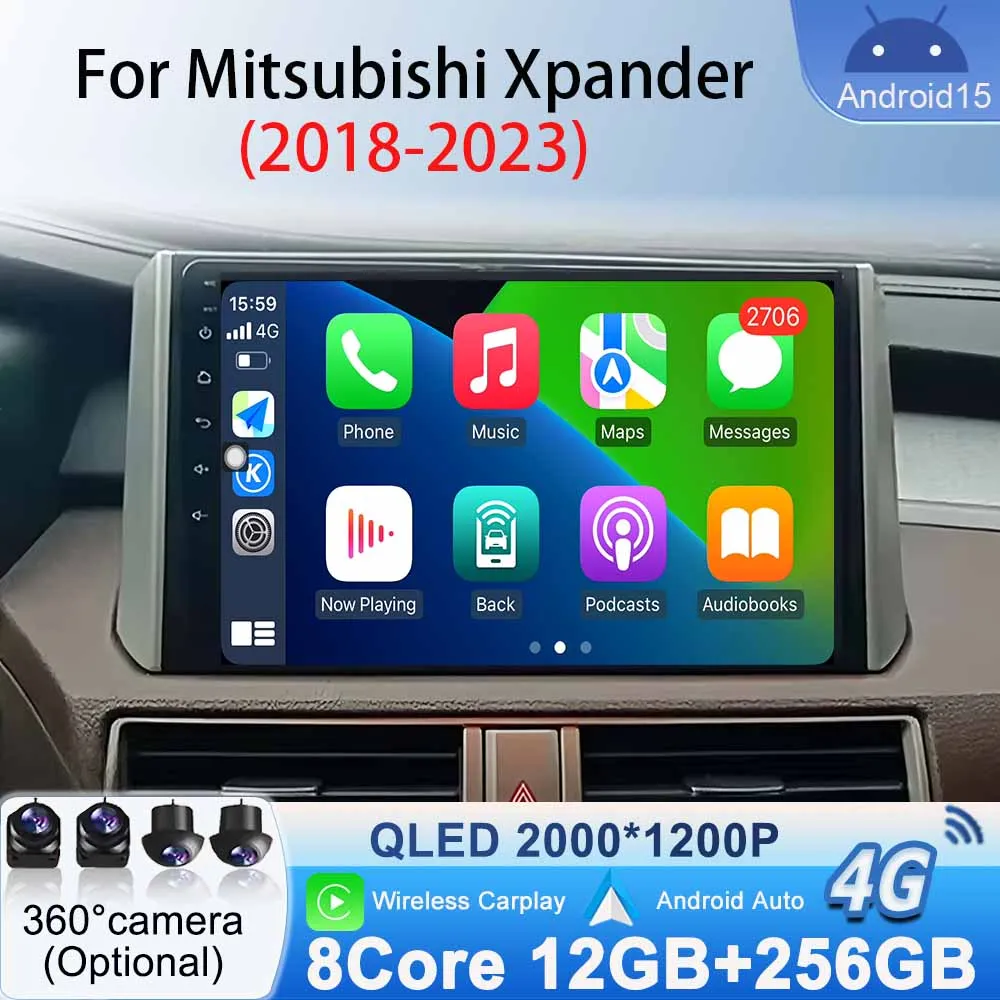 Radio Bluetooth GPS Navigation for MITSUBISHI Xpander 2018 -2023 Car Android 15 Multimedia Player Video Carplay Auto DSP Systems
