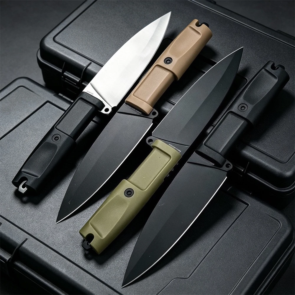 Daily Carry EDC Outdoor Fixed Blade Knife 8Cr13Mov Blade Forprene Anti-Slip Handle Multi-Purpose Cutting Tool for Camping Hiking